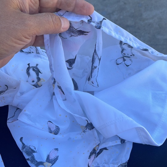 🌈 H&M Baby Shirt Blouse Sz 18/24M Bunny Rabbits White Gold Black EASTER - Picture 8 of 8